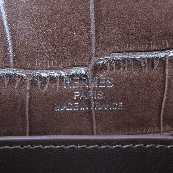 AAA Hermes Kelly 22 CM Crocodile Veins Leather Handbag Coffee H008 On Sale - Click Image to Close